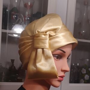 Elegant Gold Satin Turban